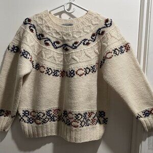 Vintage Braemar Fair Isle Chunky Handknit Wool Ski Grandpa Fisherman Sweater S